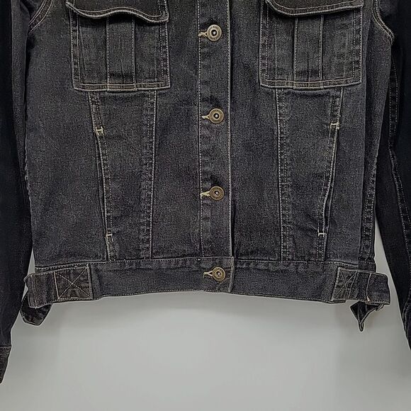 Liz Claiborne Womens Black Denim Jacket Size Petite Small Lizwear - Picture 5 of 11